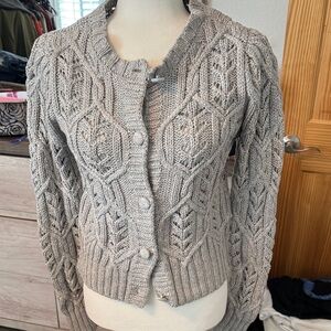 Lucky Brand Light Gray Cable Knit Cardigan